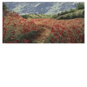 Poppy Fields III Stretched Wall Tapestry 14x29 Inch Floral Landscape Woven Home Decor