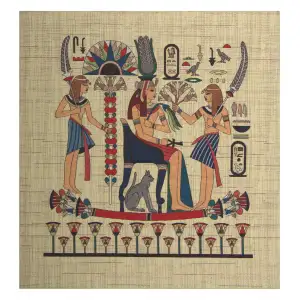 Papyrus Flowers for the Queen Stretched Wall Tapestry 25x24 Inch Egyptian Woven Home Decor