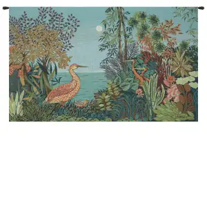 Paysage Heron Lac Foret Forest Tapestry Wall Hanging 19 x 30 in