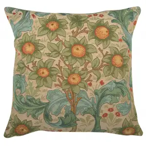 Orange Tree with Arabesques Light French Tapestry Pillow Cover 19x19 inch Jacquard Woven Cushion Cover