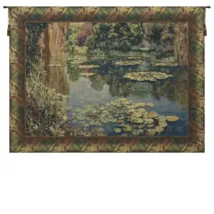 Claude Monet Lake Giverny With Border Vintage Tapestry Wall Hanging 33 x 43