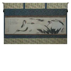 Crane Birds Belgian Tapestry Wall Hanging 82x33