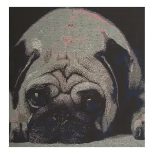 An Ecstatic Pug Stretched Wall Tapestry 25x25 Inch Dog Portrait Woven Animal Home Decor