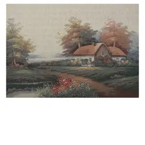Our Cottage by the Lake Stretched Wall Tapestry 25x35 Inch Landscape Woven Home Decor