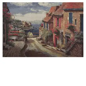 Mediterranean Village at Amalfi Stretched Wall Tapestry 24x36 Inch Italian Coastal Home Decor
