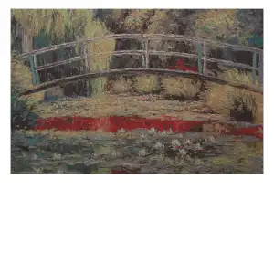 Bridge Over a Pond Of Lilies Stretched Wall Tapestry 23x36 Inch Garden Home Decor