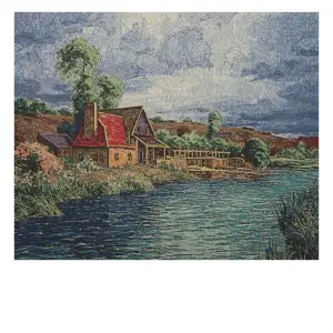 Mill House Stretched Wall Tapestry 23x29 Inch Country Landscape Woven Rustic Home Decor