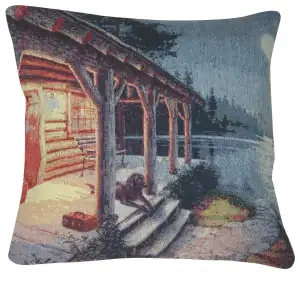 Moonlight Retreat II Decorative Tapestry Pillow Cover 16x16 Inch Cotton Jacquard Woven Cushion Cover