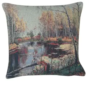 Placid Autumn Glade Tapestry Cushion Cover 16x16 Inch Fall Landscape Decorative Throw Pillow