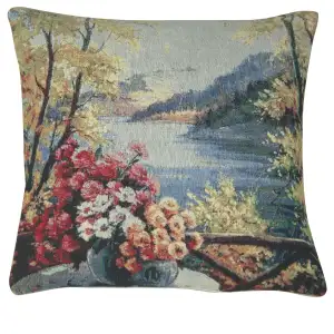 Lakeside Still Life Tapestry Cushion Cover 16x16 Inch Scenic Decorative Throw Pillow Home Decor