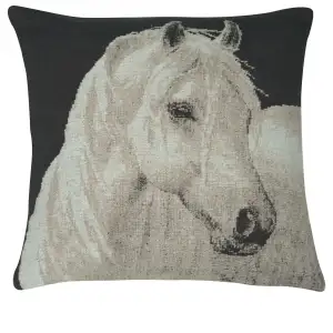 Horse in Charcoal II Decorative Tapestry Pillow Cover 16x16 Inch Cotton Jacquard Woven Cushion Cover