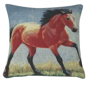 Running Thoroughbred II Decorative Tapestry Pillow Cover 16x16 Inch Cotton Jacquard Woven Cushion Cover