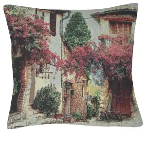 Mediterranean Scene Tapestry Cushion Cover 16x16 Inch European Landscape Decorative Throw Pillow