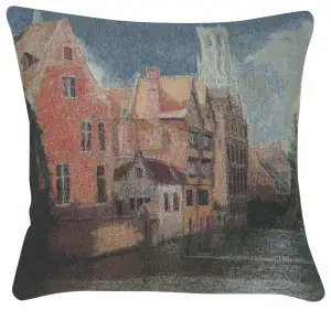 Scenic Village Tapestry Cushion Cover 16x16 Inch Country Landscape Decorative Throw Pillow Home Decor