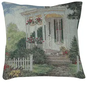 The Porch Cat Tapestry Cushion Cover 16x16 Inch Animal Decorative Throw Pillow Home Decor