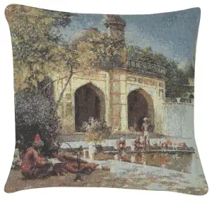 Tranquil Angan Decorative Tapestry Pillow Cover 16x16 Inch Cotton Jacquard Woven Cushion Cover