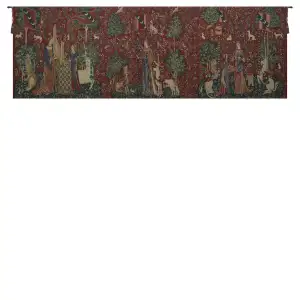 Medieval Lady & Unicorn Serial Panoramic Tapestry Wall Hanging 30 x 100 in