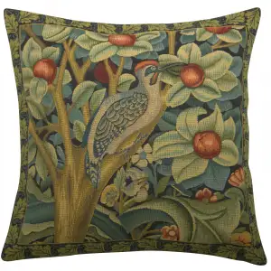 Black Woodpecker Right Belgian Tapestry Pillow Cover 18x18 inch 100% Cotton Belgian Jacquard Woven Cushion Cover