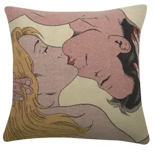 Graphic Novel Kiss Tapestry Cushion Cover 16x16 Inch Romantic Pop Art Throw Pillow