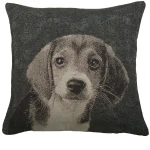 Puppy Dog Eyes II Decorative Tapestry Pillow Cover 16x16 Inch Cotton Jacquard Woven Cushion Cover