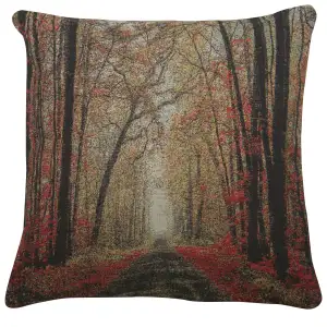 The Autumn Glade Path Tapestry Cushion Cover 16x16 Inch Fall Landscape Decorative Throw Pillow