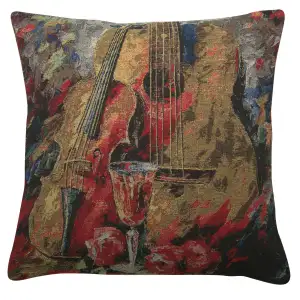 Stringed Still Life Tapestry Cushion Cover 16x16 Inch Musical Decorative Throw Pillow Home Decor