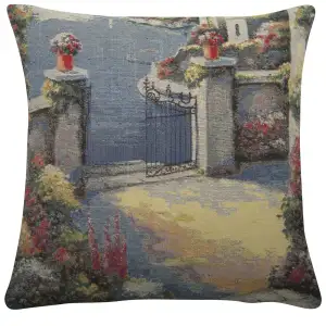 Courtyard Gates Tapestry Cushion Cover 16x16 Inch European Garden Decorative Throw Pillow Home Decor