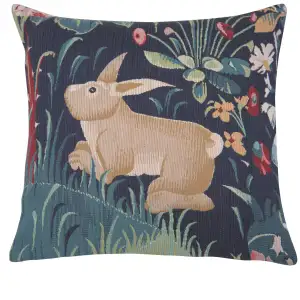 Lapin Bleu French Tapestry Pillow Cover 18x18 Inch Cotton Jacquard Woven Cushion Cover