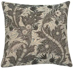 Le Petit Paradis Bleu French Tapestry Pillow Cover 18x18 Inch Cotton Jacquard Woven Cushion Cover