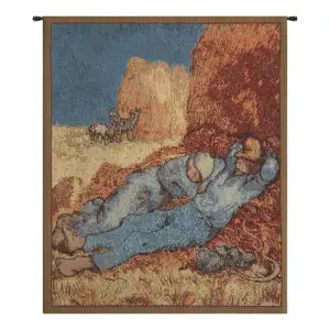 C Charlotte Home Furnishings Inc Repose of the Farmer Mini Belgian Tapestry Wall Hanging | Viscose Cotton and Polyester Blend Wall Art | 21 in. x 18 in | Home Decor Accents | By Vincent Van Gogh