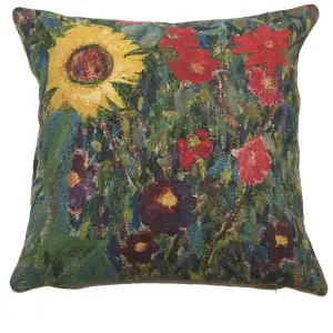 Gustav Klimt Country Garden B Tapestry Pillow Cover 18x18 Inch Cotton Jacquard Woven Cushion Cover