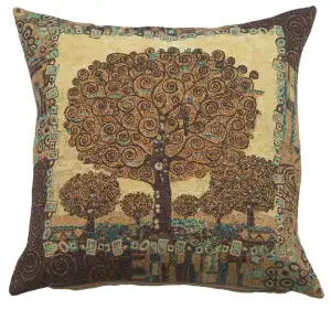 Gustav Klimt Tree of Life A Tapestry Pillow Cover 18x18 Inch Cotton Jacquard Woven Cushion Cover