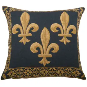 Napoleon Fleur de Lys Blue Tapestry Pillow Cover 18x18 Inch Cotton Jacquard Woven Cushion Cover
