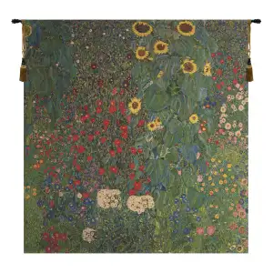 Gustav Klimt Country Garden III Vintage Tapestry Wall Hanging 38 x 37 in - B - H 29" x W 27"
