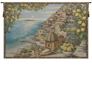 Vintage Amalfi Coast Nautical Tapestry Wall Hanging 36 x 53 in