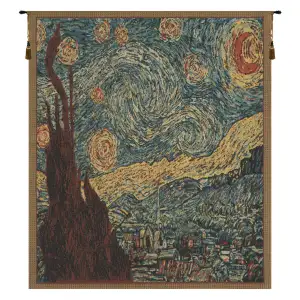 Vincent Van Gogh Starry Night Mini Vintage Tapestry Wall Hanging 21 x 18 in
