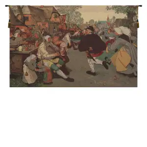 Peter Bruegel The Farmer's Dance Vintage Tapestry Wall Hanging 34 x 50 in
