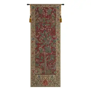 William Morris Tree of Life Portiere Red Tapestry Wall Hanging 70 x 24 in