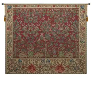 William Morris The Tree of Life Forest Red Tapestry Wall Hanging 68 x 81 in