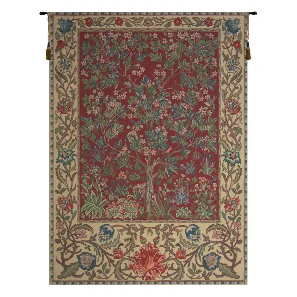 Tree of Life Red William Morris Tapestry Wall Art