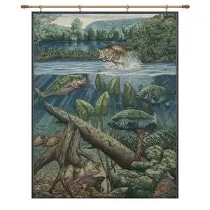 Fishin' Hole with Looped Black Rod Fine Art Tapestry 33x25