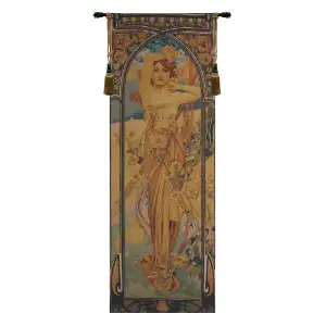 Alphonse Mucha Mucha Jour II Tapestry Wall Hanging 61 x 21 in