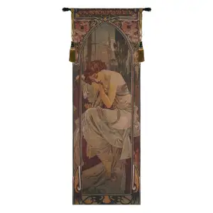 Alphonse Mucha Mucha Nuit Bright Tapestry Wall Hanging 74 x 26 in Art Nouveau Woman Portrait Jacquard Woven Wall Art