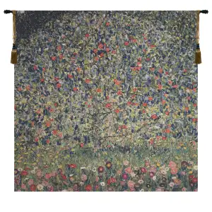 Gustav Klimt Apple Tree II Vintage Tapestry Wall Hanging 67 x 67 in Art Nouveau Tree Garden Jacquard Woven Wall Art