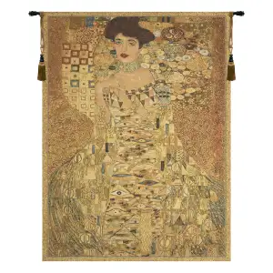 Adele By Klimt European Tapestry 38 in. x 25 in. Gustav Klimt Woman Portrait Art Nouveau Jacquard Woven Wall Hanging