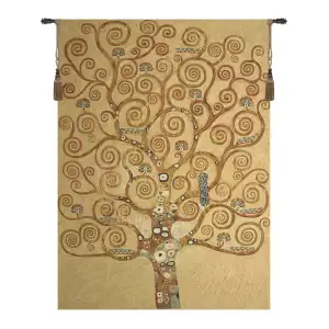 Klimt Tree Of Life Large European Tapestry 70 in. x 53 in. Gustav Klimt Art Nouveau Jacquard Woven Wall Hanging