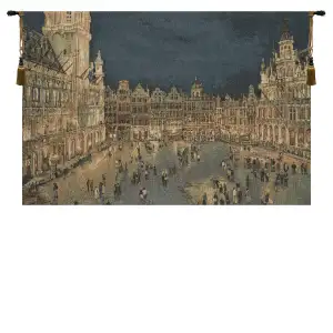 Grand Place Italy European Tapestry 12 in. x 18 in. European Cityscape Architecture Jacquard Woven Wall Hanging