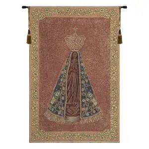 Madonna In Red European Tapestry 27 in. x 18 in. Madonna and Child Religious Christian Jacquard Woven Wall Art