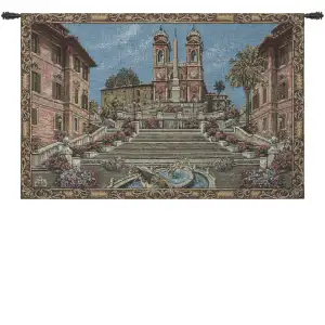 Piazza di Spagna European Tapestry Wall Hanging 13x18 Inch Cotton Jacquard Woven Wall Tapestry