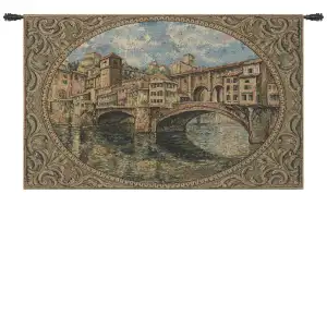 Ponte Vecchio European Tapestry 13x21 Florence Italy Bridge Cityscape Jacquard Woven Wall Hanging